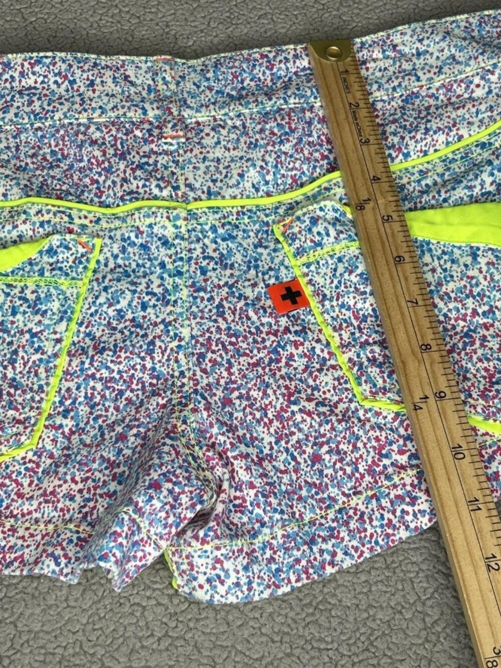 Andrew Christian Shorts Mens 32 Multicolor Neon Splatter Chino Stretch 2" Inseam - Picture 11 of 12
